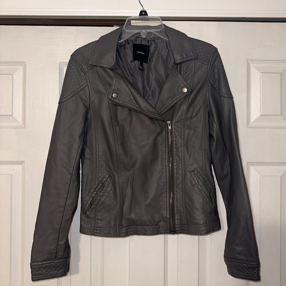 Forever 21 gray leather jacket size medium